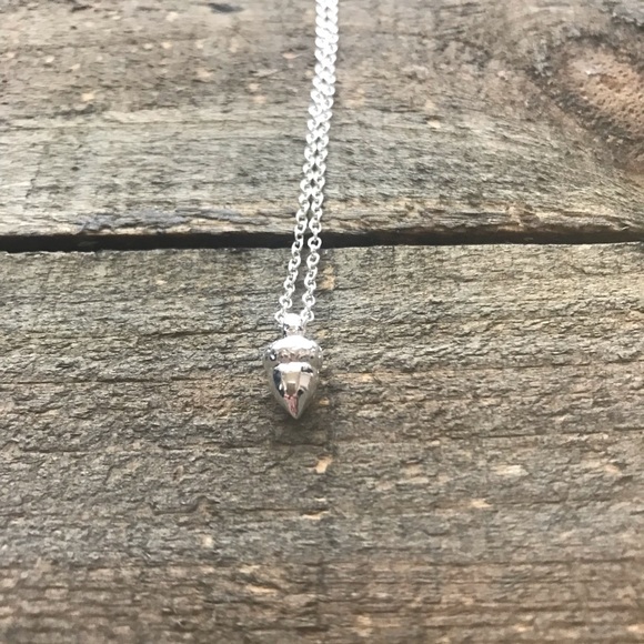 Dainty Silver tone Acorn Necklace - Picture 2 of 7